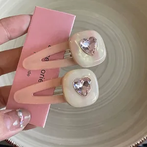 Sweet Acetate Heart Star Rhinestone Hair Clips Set For Women Girls Handmade Bangs Side Clips Fashion Hair Accessories