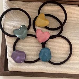 Korean Style Irregular Jelly Heart Hair Ties Elastic Hair Bands Resin Geometric Ponytail Holders For Women Girls Accessories
