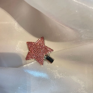 Barrette étoile en strass rose étincelant avec base en métal argenté pour femmes
