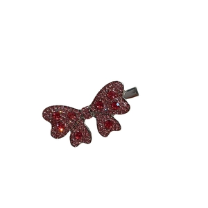 Barrette à cheveux nœud en strass rose avec base en alliage argenté style luxe
