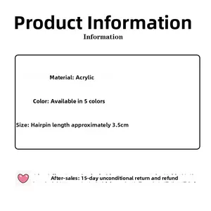 Detail specifications for acrylic smiley face hair clip showing size and color options