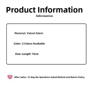 Detailed size specifications for 15cm velvet hair clip with premium pearl bow design
