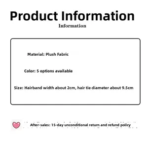 Size details for plush plaid headband and hair tie featuring 2cm width and 9.5cm diameter