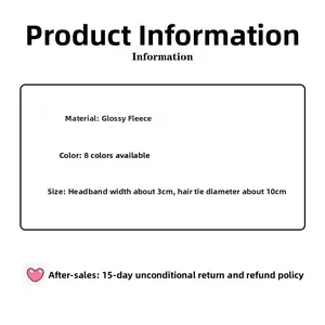 Size guide for shiny fleece hair accessories with 3cm wide headband and 10cm scrunchie