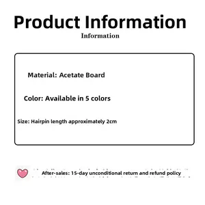 Especificaciones detalladas de dimensiones y materiales de la mini pinza de acetato de 2cm