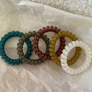 Korean Style Colorful Spiral Hair Ties Minimalist Acrylic Telephone Wire Elastic Hair Bands For Women Ponytail Hair Accessories