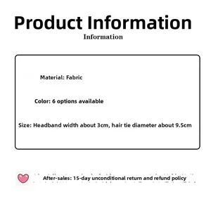 Size specifications for French retro fabric headband and hair ties with 3cm width details