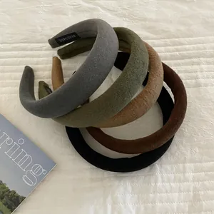 Korean Style Autumn Winter Plush Wide Padded Sponge Headband Handmade Velvet Thickened Hair Band For Women Hair Accessories