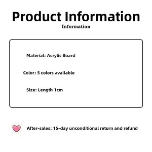 Detail specifications of 1cm acrylic flower hair clips showing material and color options