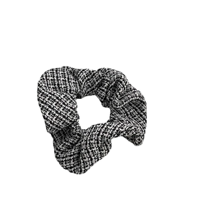 French vintage black and white tweed wide knotted headband with textured fabric design