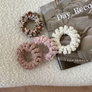 Korean Style Plush Telephone Wire Hair Tie Elastic Spiral Fabric Hair Band Solid Color Hair Accessories For Women