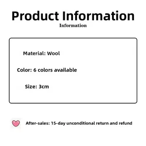 Detail chart of 3cm wool plaid headband listing materials and 6 color options available