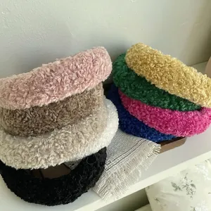 Vintage Sherpa Fleece Headband For Women Thickened Wide Brim Teddy Plush Soft Hair Band Autumn Winter Solid Color Hair Hoop