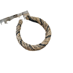 Padded brown tweed headband with braided thick texture and handmade label for women