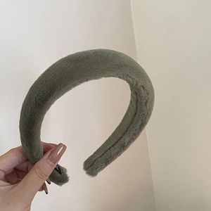 Serre-tête épais en peluche vert olive en fausse fourrure douce pour l'automne