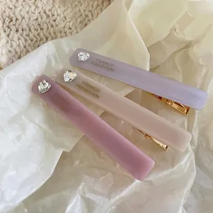 Acetate Heart Rhinestone Hair Clip For Women Korean Style Handmade Bangs Side Clip Sweet Shiny Hair Accessories Barrette