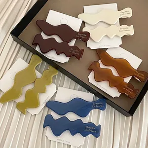 Barrettes à Cheveux en Acétate Ondulé Design Français Minimaliste en Résine Pince Bec de Canard Pince à Frange Accessoires Cheveux Femme