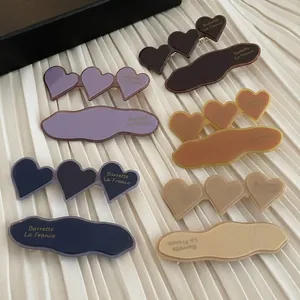 French Acetate Wave Scalloped Duckbill Side Clip Heart Linked Hairpin Elegant Minimalist Hair Clip For Women Daily Accessories
