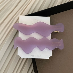 Set de barrettes à cheveux ondulées au design français en acétate violet translucide