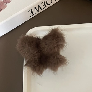 Pinza para el pelo de mariposa en piel sintética marrón oscuro para peinado casual
