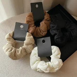 French Style Satin Scrunchies For Women Elegant Waffle Texture Hair Ties Simple Elastic Hair Bands Fashion Headwear