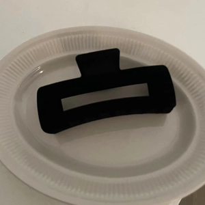 Large black matte rectangle flocking hair claw clip for women back head hair styling