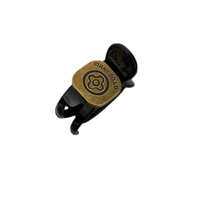 Vintage black hair claw clip with bronze square floral engraving for high ponytail