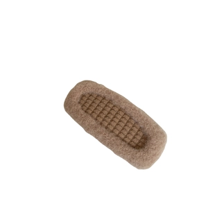 Brown plush hair clip with woven plaid center for girls, elegant autumn hair accessory
