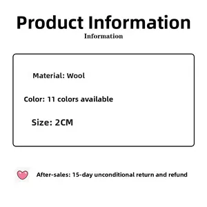 Detail view of tweed fabric accessories available in 11 colors and 2cm diameter size