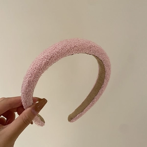 Sweet French Tweed Woven Headband Vintage Plaid Thick Sponge Hair Band Elegant Pink Black Hair Accessories For Women