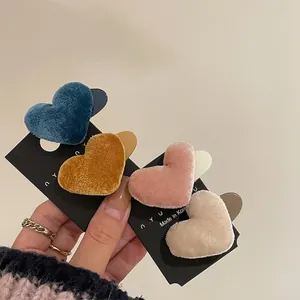 Süße Herzförmige Beflockte Entenschnabel Haarklammern Für Damen Mädchen Stoff Weiche Samt Haarnadeln Mode Haarschmuck