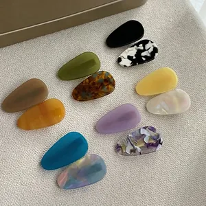 Minimalist Acrylic Teardrop Duckbill Hair Clips Women Geometric Marble Pattern Teardrop Hairpins Elegant Hair Accessories