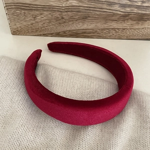 Deep wine red velvet padded headband with premium texture for a retro elegant look