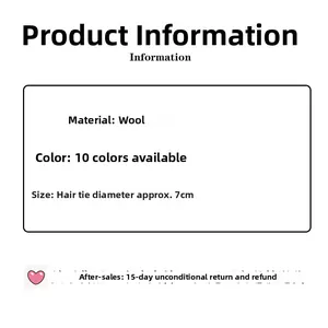 Specifiche elastici per capelli in lana, 10 colori disponibili, diametro di 7 cm