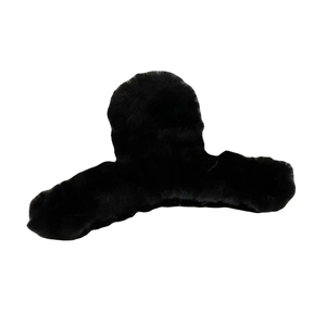 Pinza per capelli nera in ecopelliccia con presa grande e morbida per acconciature