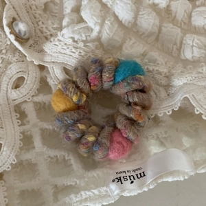 Elastico per capelli in feltro di lana con texture a maglia colorata per coda di cavallo