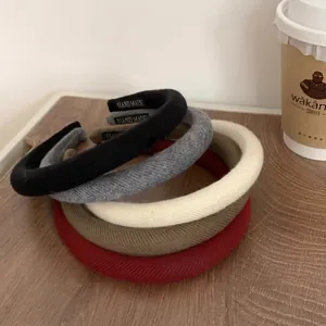 Women Knitted Ribbed Padded Headband Retro Thickened Hairband Rib Knit Wide Head Wrap Fashion Handmade Hair Accessories