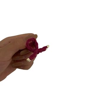 Molletta per capelli con fiocco in velluto rosa e punte in metallo dorato stile francese