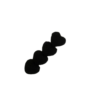 Plush heart hair clip for women with four consecutive black velvet hearts design
