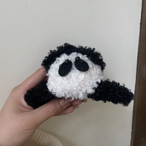 Simpatica molletta per capelli a forma di panda in morbida lana d'agnello per l'inverno