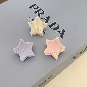 Korean Style Cute Acrylic Star Wing Hair Claw Clip For Women Small Rhinestone Acetate Texture Hair Accessories Daily Hairclip