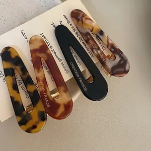 French Acetate Hair Clip Teardrop Duckbill Clip For Women Minimalist Tortoise Shell Pattern Leopard Print Hair Accessories