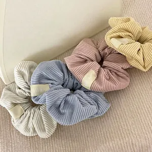 Vintage Corduroy Hair Scrunchie Large Elastic Hair Tie Soft Fabric Ponytail Holder Fashion Hair Accessories For Women Daily Wear