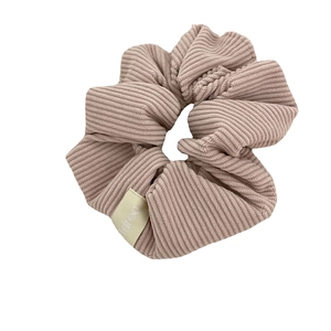 Chic lotus pink corduroy oversized scrunchie with Andrea woven label for women