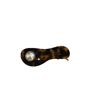 French style tortoiseshell acetate hair clip with pearl and rhinestone detailing