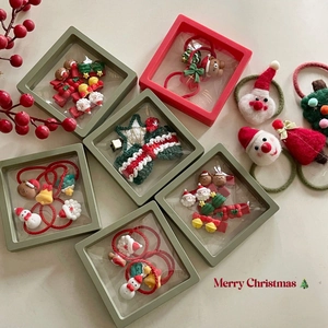 Ensemble d'Accessoires pour Cheveux de Noël Dessin Animé Père Noël Ours Renne Pinces à Cheveux Et Élastiques pour Enfants Décor de Cheveux Nœud Rouge Cloche