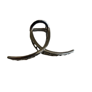 Minimalist gunmetal grey shark hair claw clip with cross loop metal design for women