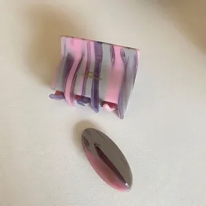 Französische Marmor Textur Haarklammer Für Damen Pink Violett Farbverlauf Acryl Haarkralle Entenschnabel Clip Haarschmuck
