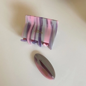 Französischer Stil Haarklammer und ovale Haarspangen Set in Rosa Lila Marmoroptik