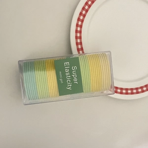 Macaron color high elasticity hair bands set in transparent storage box for women